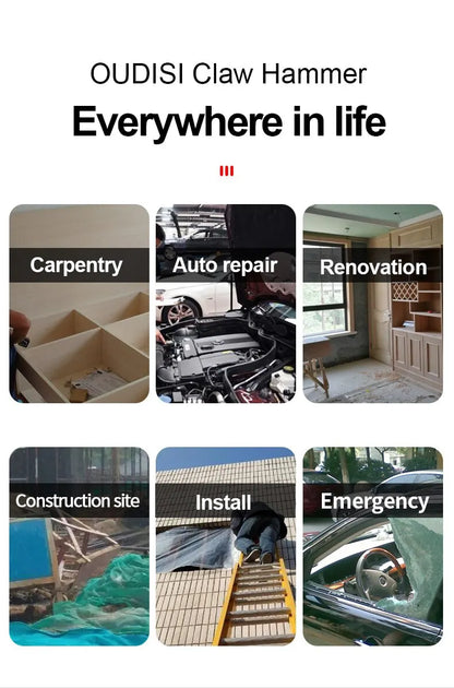 Magnetic Claw Hammer - Multifunctional Shockproof Steel Hand Tool for Woodworking - ZOOMNSTORE