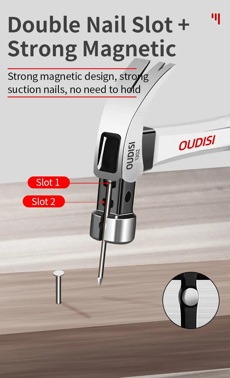 Magnetic Claw Hammer - Multifunctional Shockproof Steel Hand Tool for Woodworking - ZOOMNSTORE