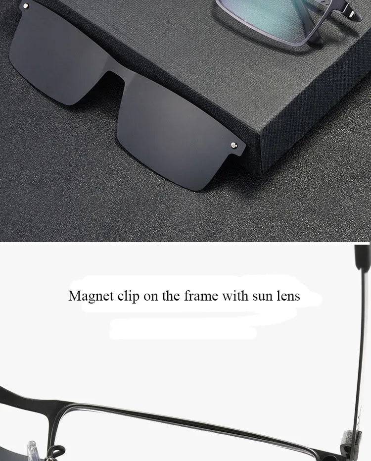 Magnetic Clip On Sunglasses - Men's Prescription Glasses With Polarized UV400 Lenses - ZOOMNSTORE