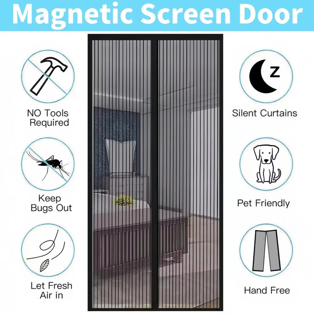 Magnetic Door Mesh Curtain - Heavy Duty Anti Mosquito Netting with Automatic Closing - ZOOMNSTORE
