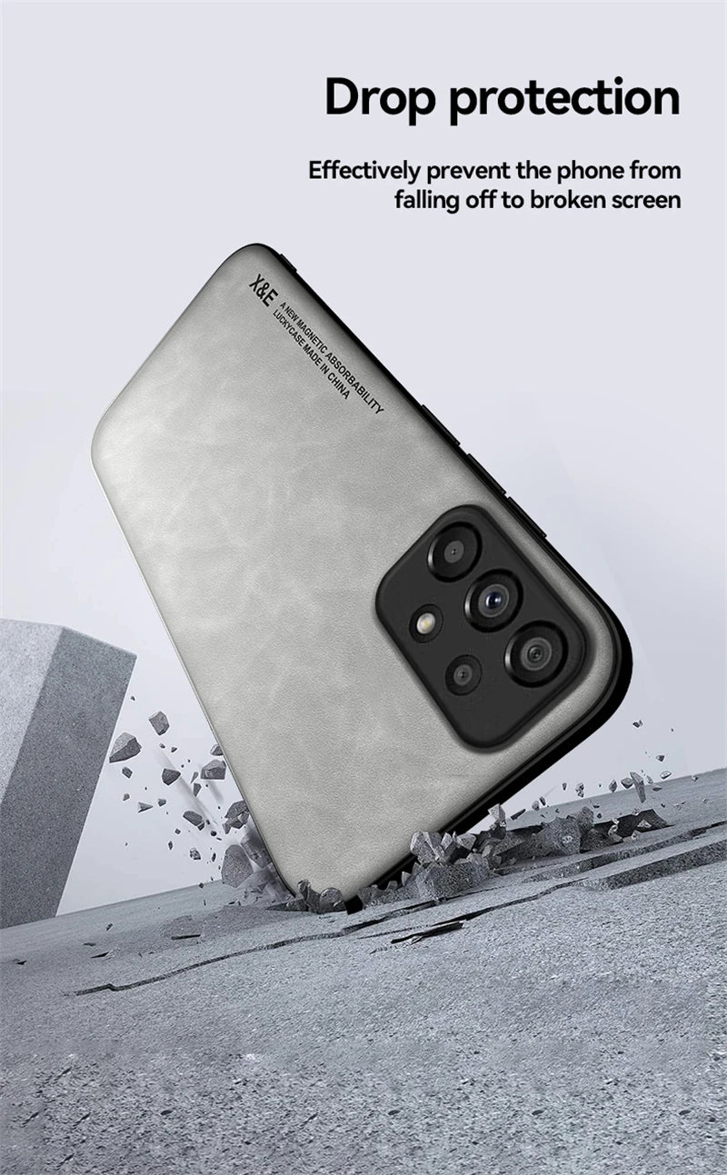 Magnetic Leather Case for Samsung Galaxy S Series and A Series - Car Mount Compatible Cover - ZOOMNSTORE