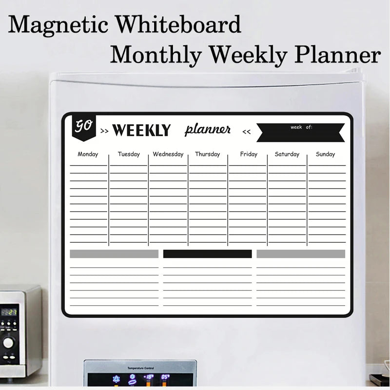 Magnetic Monthly Planner - Dry Erase Whiteboard | Fridge Message Board Organizer - ZOOMNSTORE