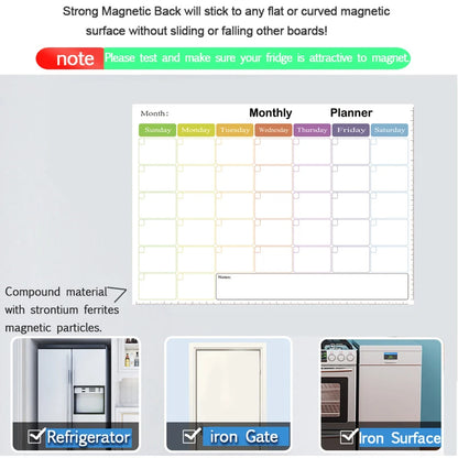 Magnetic Monthly Planner - Dry Erase Whiteboard | Fridge Message Board Organizer - ZOOMNSTORE