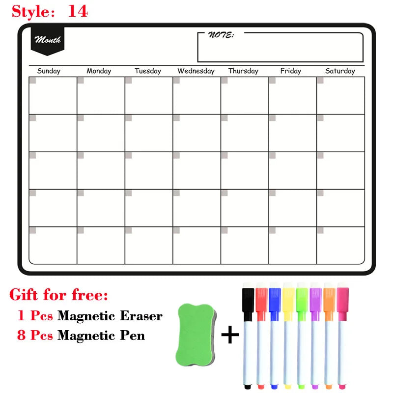 Magnetic Monthly Planner - Dry Erase Whiteboard | Fridge Message Board Organizer - ZOOMNSTORE