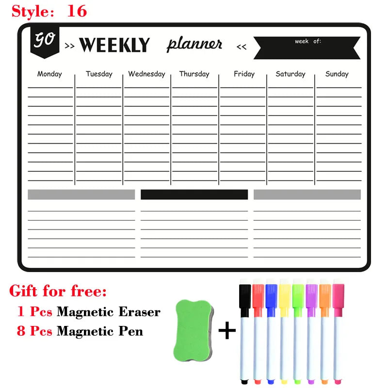 Magnetic Monthly Planner - Dry Erase Whiteboard | Fridge Message Board Organizer - ZOOMNSTORE