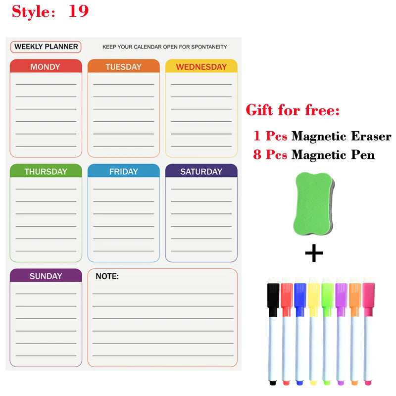 Magnetic Monthly Planner - Dry Erase Whiteboard | Fridge Message Board Organizer - ZOOMNSTORE