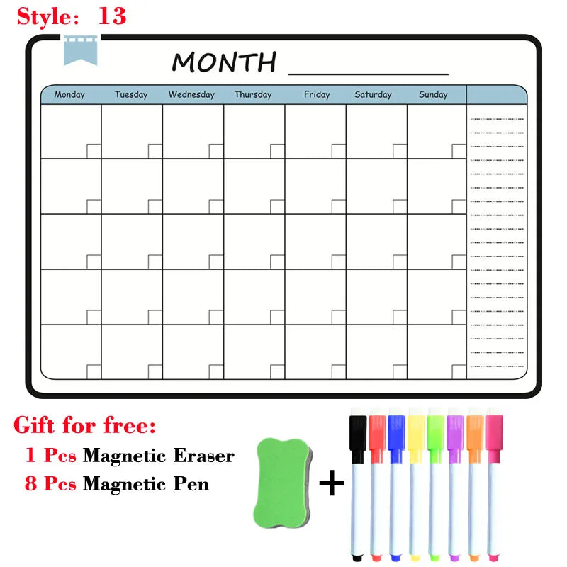 Magnetic Monthly Planner - Dry Erase Whiteboard | Fridge Message Board Organizer - ZOOMNSTORE