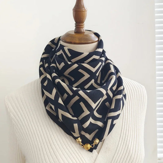 Magnetic Triangle Neck Scarf - Womens Cotton Linen Autumn Winter Protection - ZOOMNSTORE