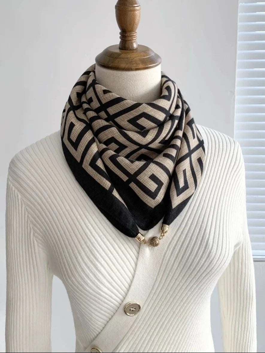 Magnetic Triangle Neck Scarf - Womens Cotton Linen Autumn Winter Protection - ZOOMNSTORE