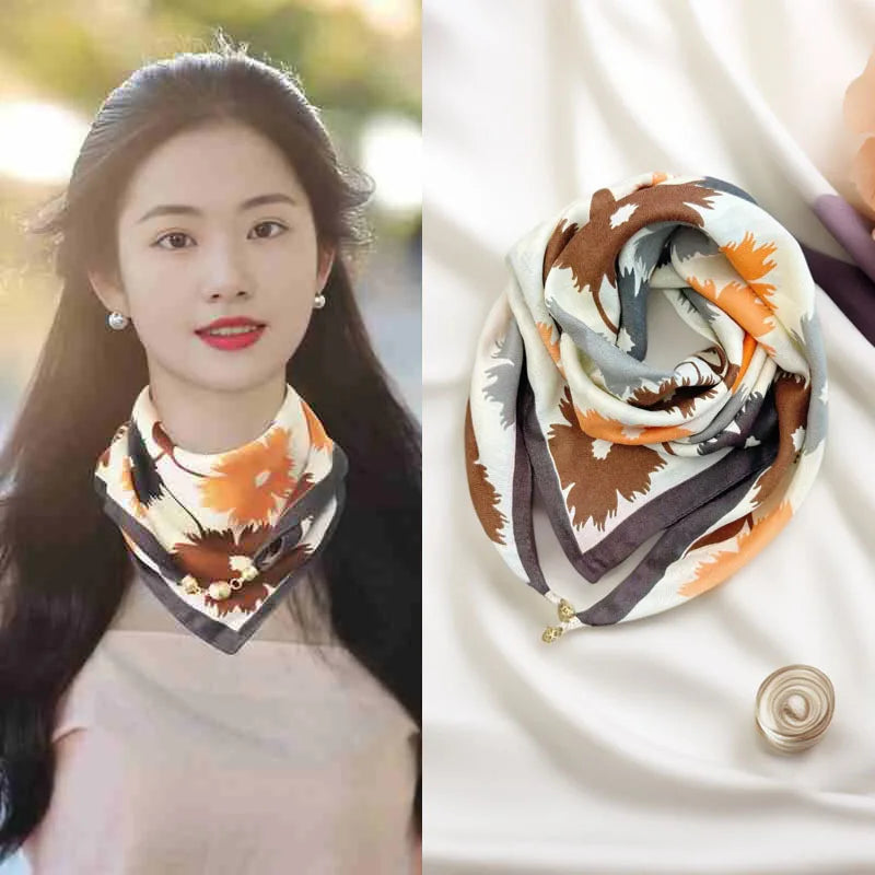 Magnetic Triangle Neck Scarf - Womens Cotton Linen Autumn Winter Protection - ZOOMNSTORE