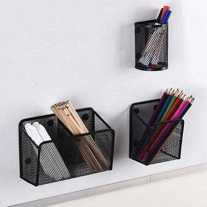 Magnetic Pencil Holder - Mesh Storage Basket | Desktop Pen Organizer & Brush Holder - ZOOMNSTORE