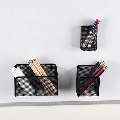 Magnetic Pencil Holder - Mesh Storage Basket | Desktop Pen Organizer & Brush Holder - ZOOMNSTORE