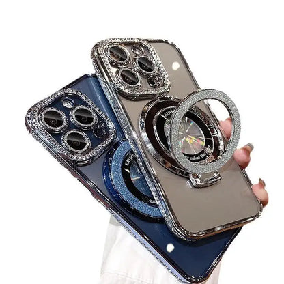 Luxury Glitter Diamond Mirror Phone Case - Magnetic TPU for iPhone 13-17 Pro Max Plus - ZOOMNSTORE