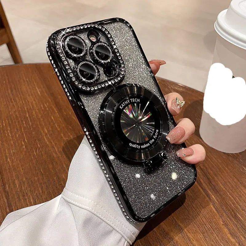 Luxury Glitter Diamond Mirror Phone Case - Magnetic TPU for iPhone 13-17 Pro Max Plus - ZOOMNSTORE
