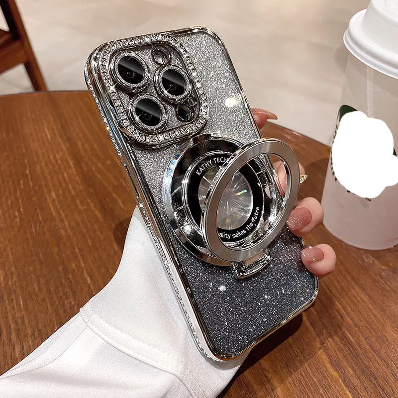Luxury Glitter Diamond Mirror Phone Case - Magnetic TPU for iPhone 13-17 Pro Max Plus - ZOOMNSTORE