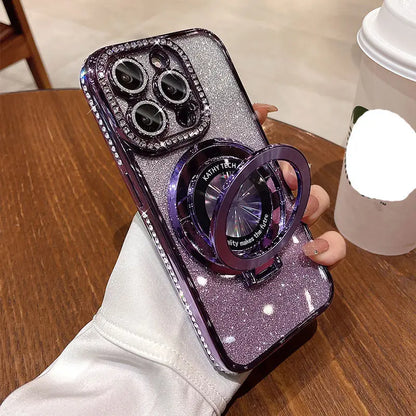 Luxury Glitter Diamond Mirror Phone Case - Magnetic TPU for iPhone 13-17 Pro Max Plus - ZOOMNSTORE