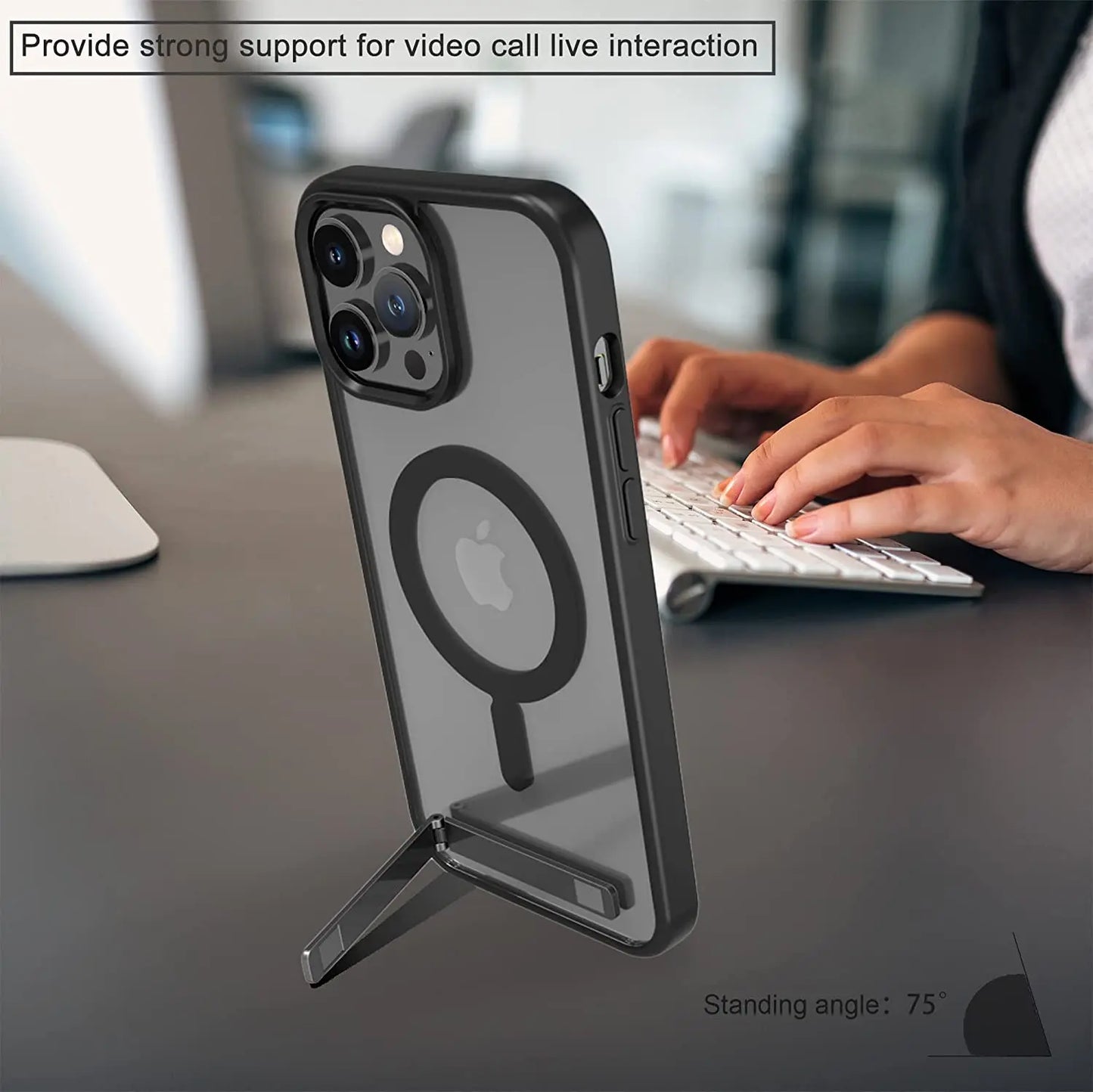 Magnetic iPhone Case with Stand - Protective Cover for iPhone 11 12 13 14 15 16 Pro Max Plus - ZOOMNSTORE