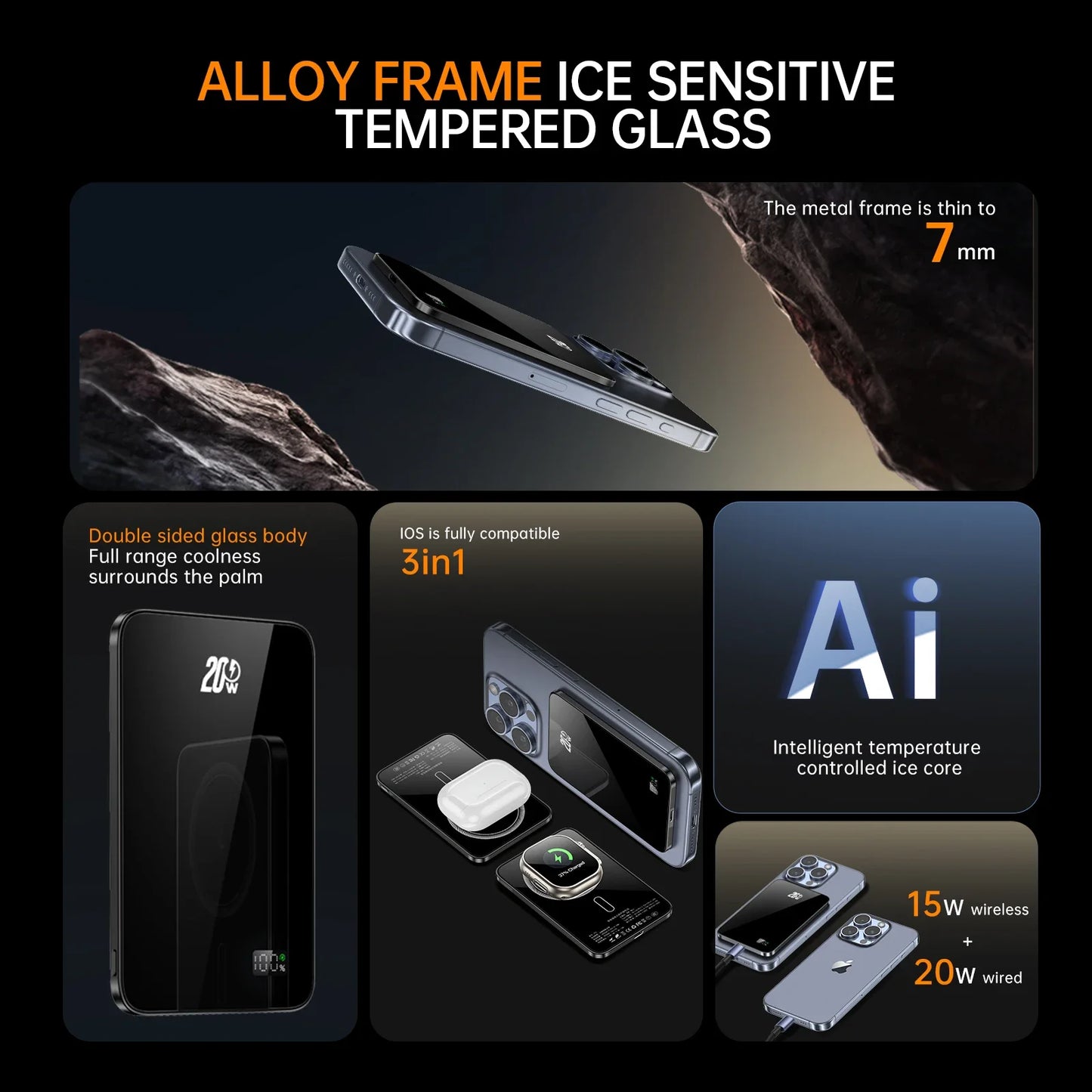 10000mAh Magnetic Power Bank 20W Wireless Powerbank Slim Portable Battery Charger for MagSafe iPhone 16 15 14 13 iWatch Samsung - ZOOMNSTORE