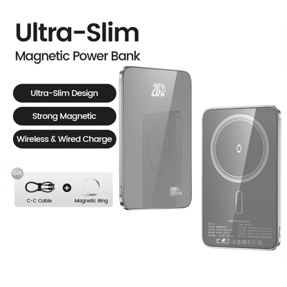 10000mAh Magnetic Power Bank 20W Wireless Powerbank Slim Portable Battery Charger for MagSafe iPhone 16 15 14 13 iWatch Samsung - ZOOMNSTORE