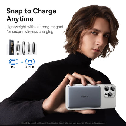 Baseus 5000mAh Magnetic Power Bank 15W Wireless 20W Wired Charging Thin Card-Sized Slim Portable Powerbank for iPhone Samsung - ZOOMNSTORE
