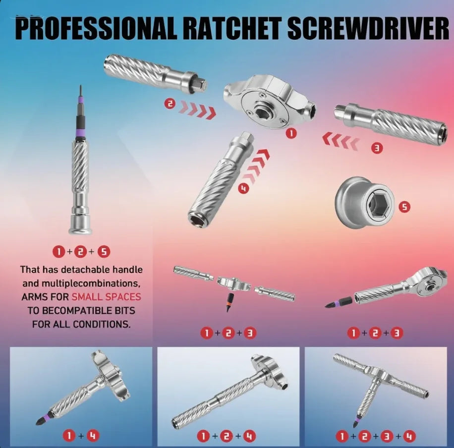 VMAN 66-in-1 Magnetic Ratchet Screwdriver Set with Detachable T-Handle - Ideal for Furniture Electronics  Bicycles - ZOOMNSTORE