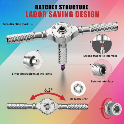 VMAN 66-in-1 Magnetic Ratchet Screwdriver Set with Detachable T-Handle - Ideal for Furniture Electronics  Bicycles - ZOOMNSTORE