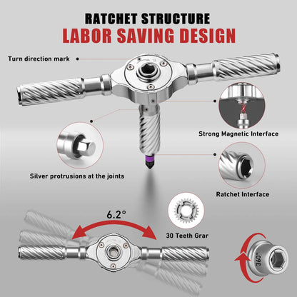 VMAN 66-in-1 Magnetic Ratchet Screwdriver Set with Detachable T-Handle - Ideal for Furniture Electronics  Bicycles - ZOOMNSTORE