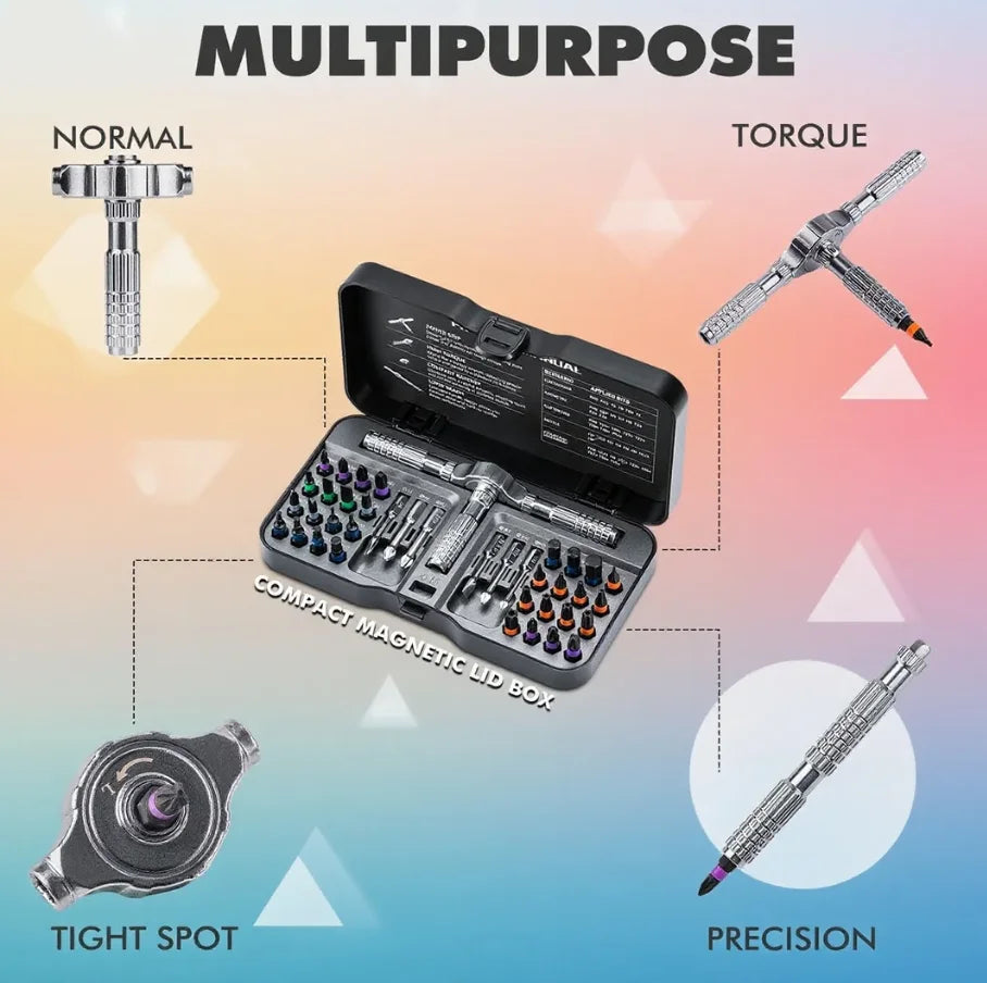 VMAN 66-in-1 Magnetic Ratchet Screwdriver Set with Detachable T-Handle - Ideal for Furniture Electronics  Bicycles - ZOOMNSTORE