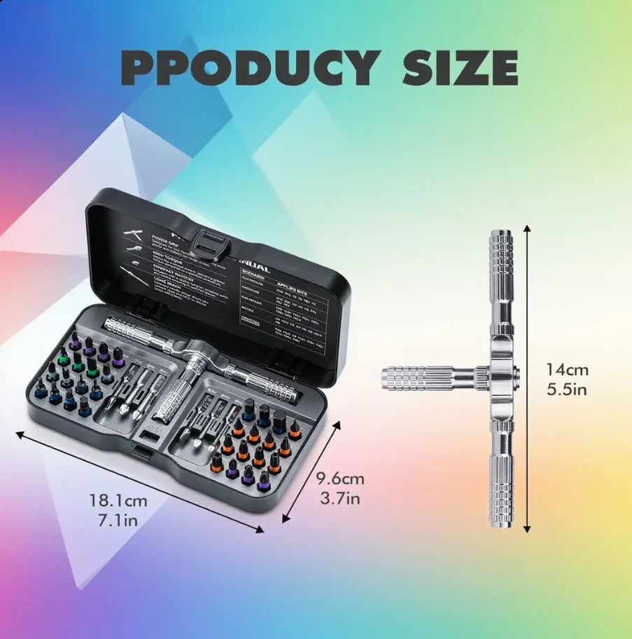 VMAN 66-in-1 Magnetic Ratchet Screwdriver Set with Detachable T-Handle - Ideal for Furniture Electronics  Bicycles - ZOOMNSTORE