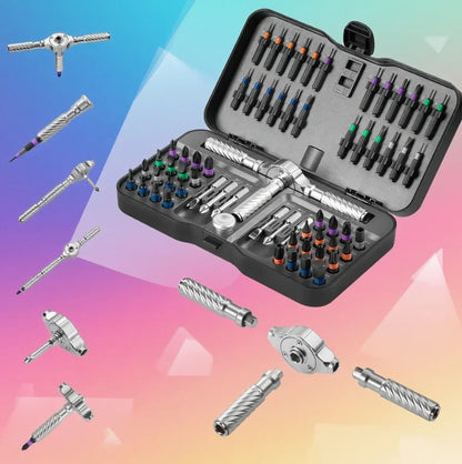 VMAN 66-in-1 Magnetic Ratchet Screwdriver Set with Detachable T-Handle - Ideal for Furniture Electronics  Bicycles - ZOOMNSTORE