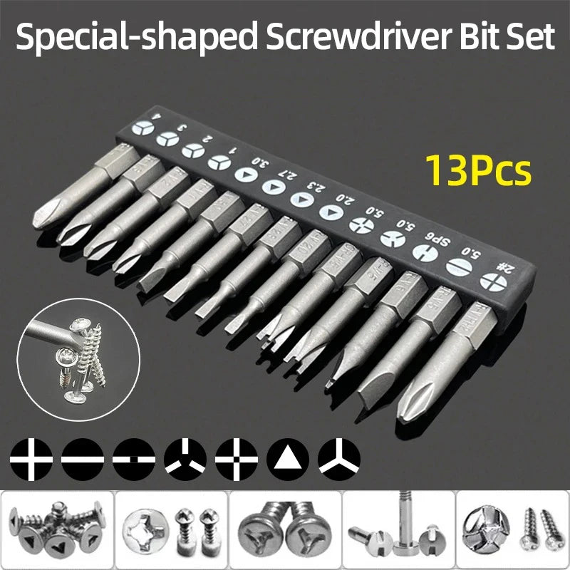 Magnetic Screwdriver Set - 14 Inch Hex Shank Y U Triangle Cross Tool - ZOOMNSTORE