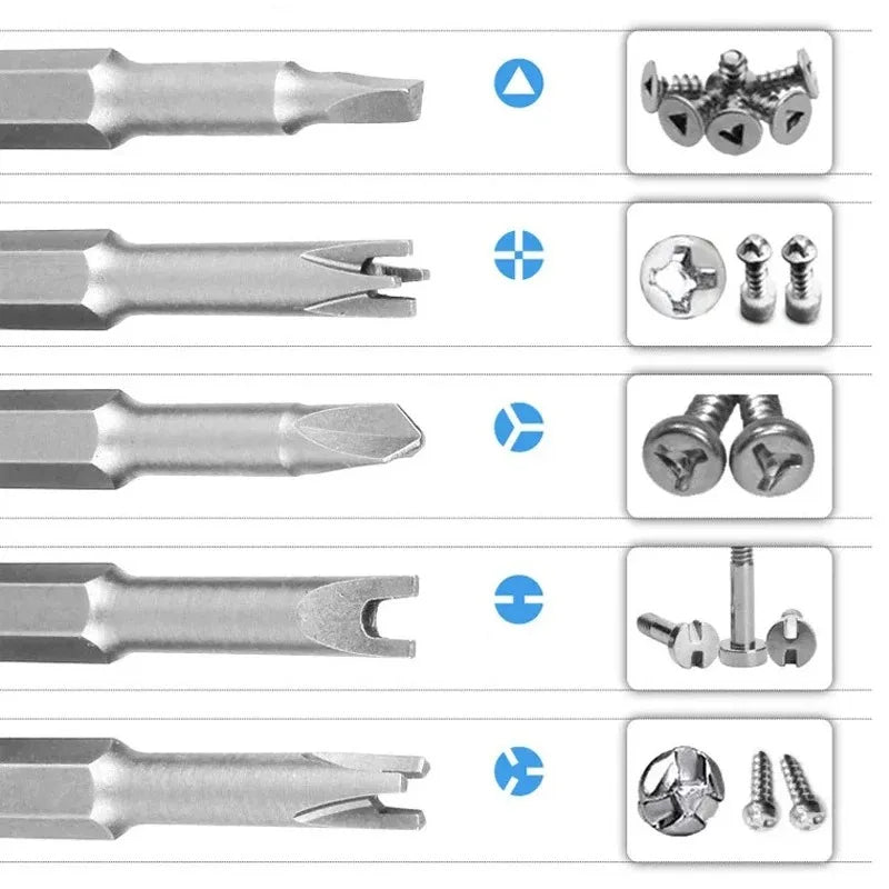 Magnetic Screwdriver Set - 14 Inch Hex Shank Y U Triangle Cross Tool - ZOOMNSTORE