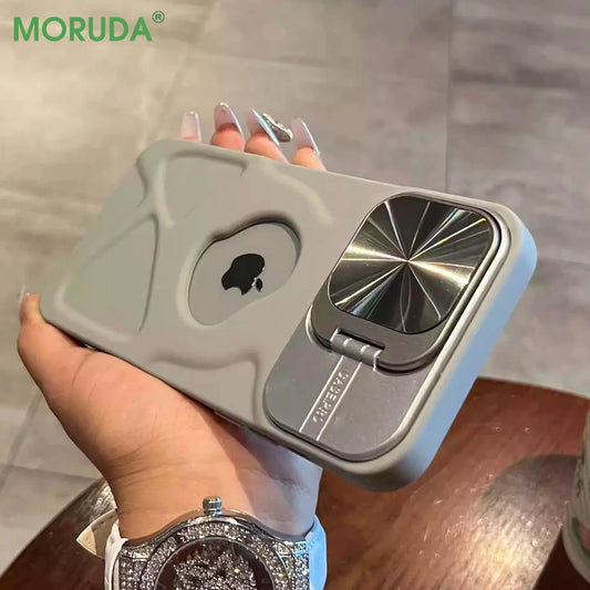 Magnetic Silicone Case for iPhone 11-17 Pro Max with Lens Protection and MagSafe Stand - ZOOMNSTORE