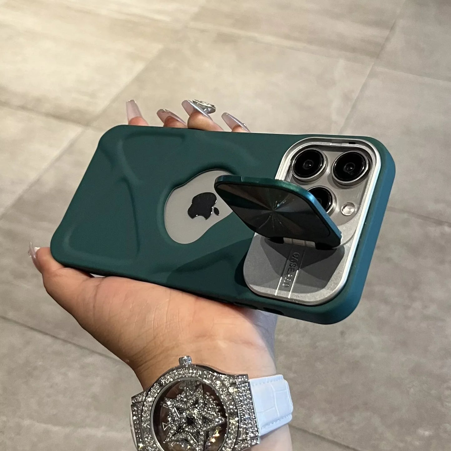 Magnetic Silicone Case for iPhone 11-17 Pro Max with Lens Protection and MagSafe Stand - ZOOMNSTORE