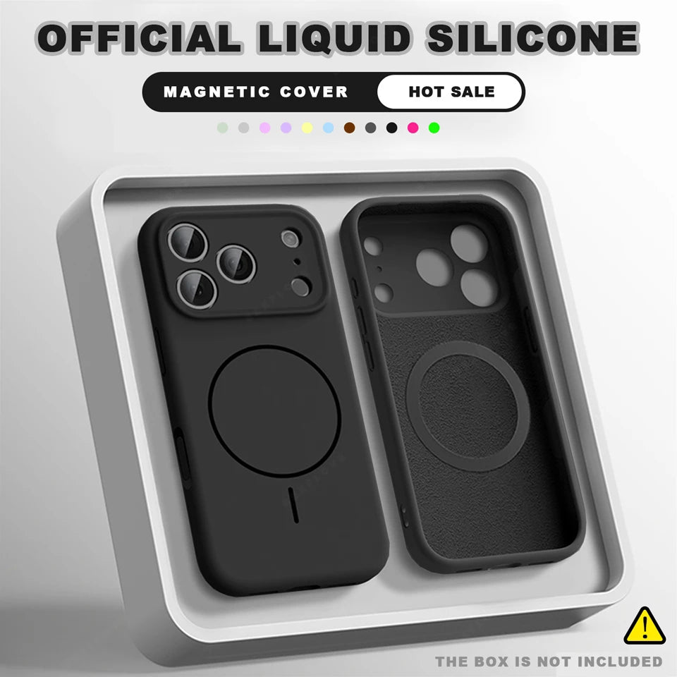 Liquid Silicone Magnetic Phone Case - iPhone 16E1112131617 Pro Max  Air 151416 Plus MagSafe Cover - ZOOMNSTORE