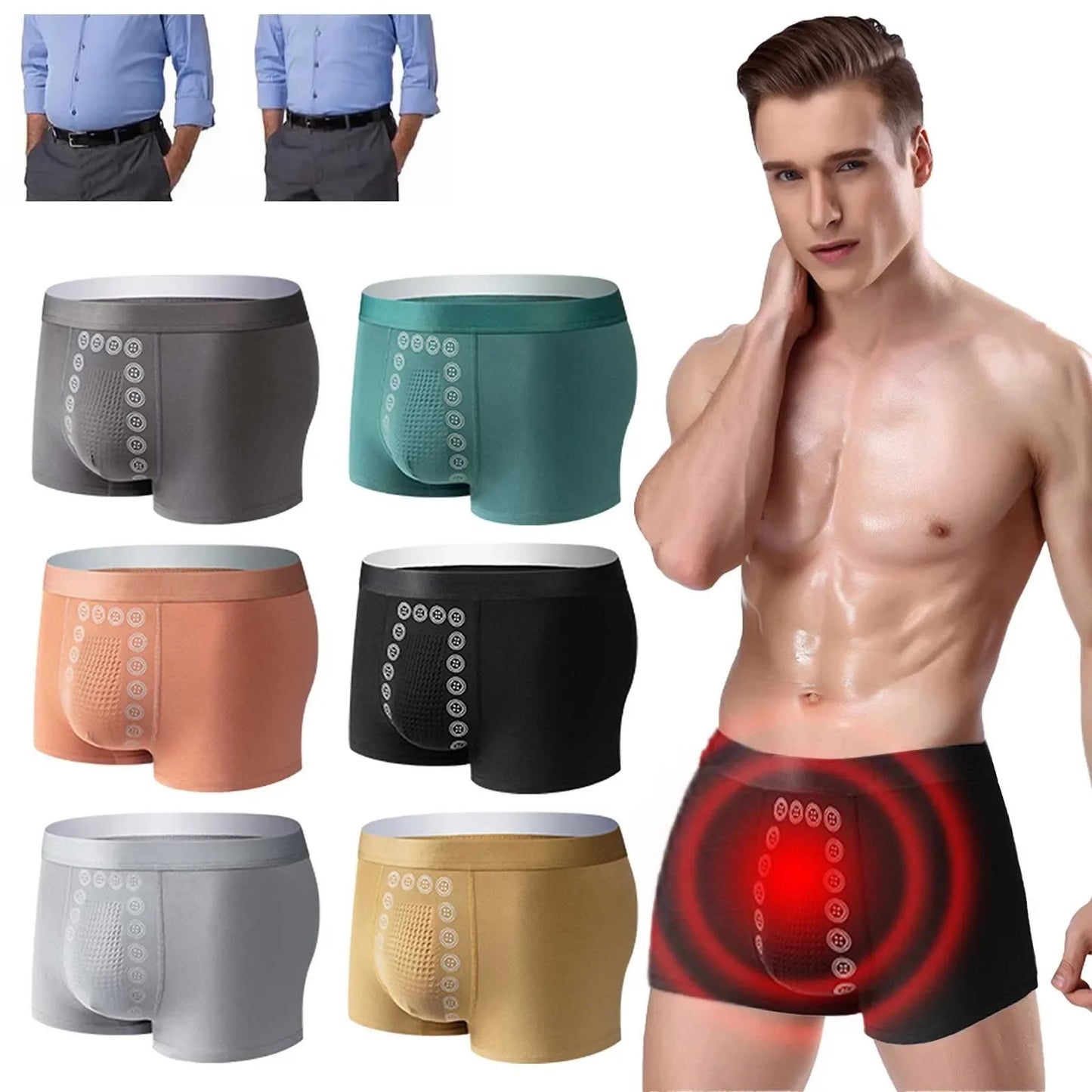 Magnetic Therapy Underwear - Breathable Men's Boxer Shorts With Tourmaline Fabric - ZOOMNSTORE