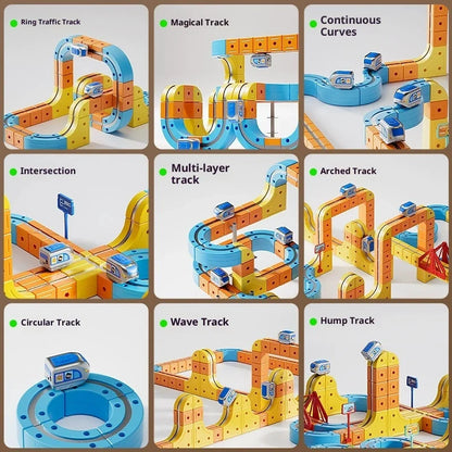 Electric Magnetic Track Train For Kids Montessori Toy Diy Magnetic Construction Tracks Non-Remote Control Model Car Learning Set - ZOOMNSTORE