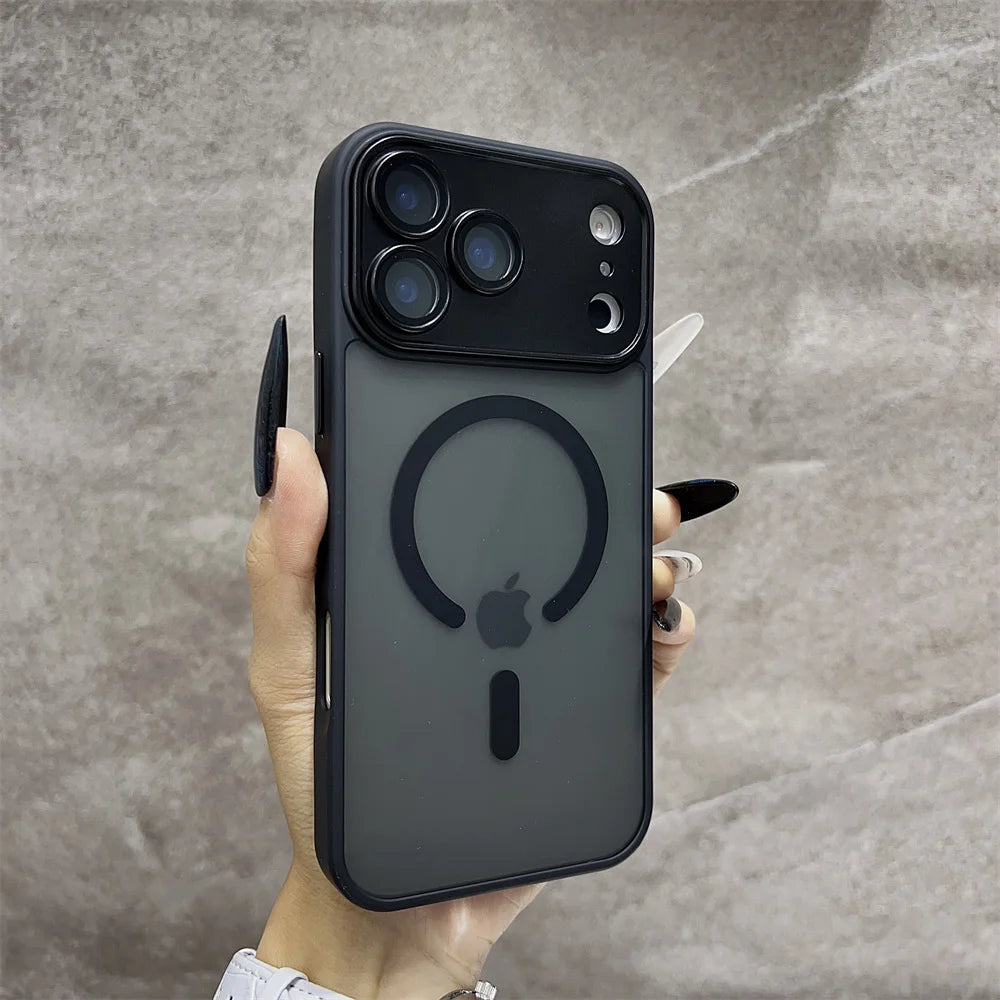 Matte Magnetic Wireless Phone Case for iPhone 11-17 Pro Max - Translucent Magsafe Cover - ZOOMNSTORE