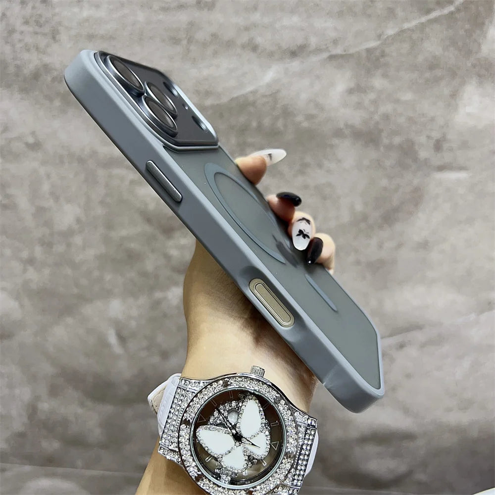 Matte Magnetic Wireless Phone Case for iPhone 11-17 Pro Max - Translucent Magsafe Cover - ZOOMNSTORE