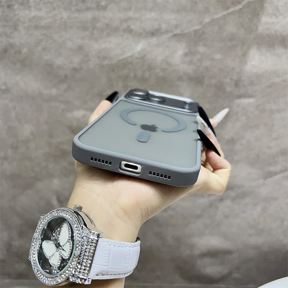 Matte Magnetic Wireless Phone Case for iPhone 11-17 Pro Max - Translucent Magsafe Cover - ZOOMNSTORE