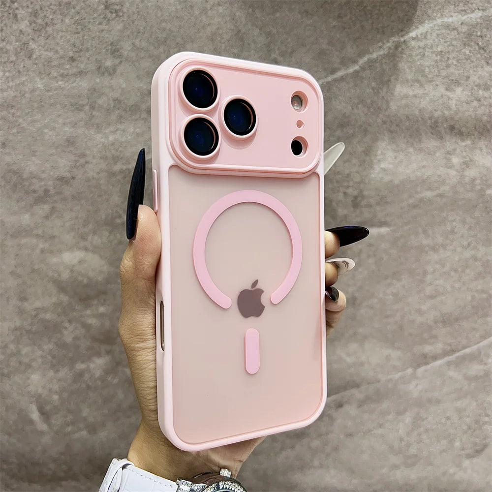 Matte Magnetic Wireless Phone Case for iPhone 11-17 Pro Max - Translucent Magsafe Cover - ZOOMNSTORE