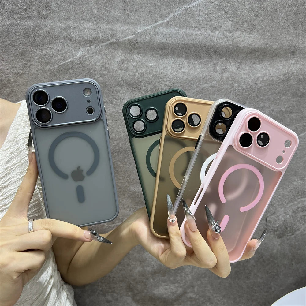 Matte Magnetic Wireless Phone Case for iPhone 11-17 Pro Max - Translucent Magsafe Cover - ZOOMNSTORE