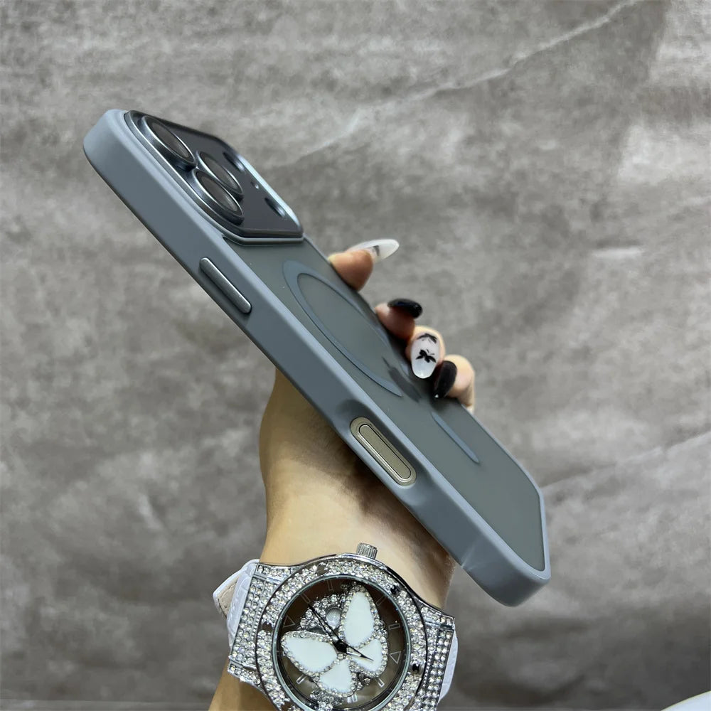 Matte Magnetic Wireless Phone Case for iPhone 11-17 Pro Max - Translucent Magsafe Cover - ZOOMNSTORE