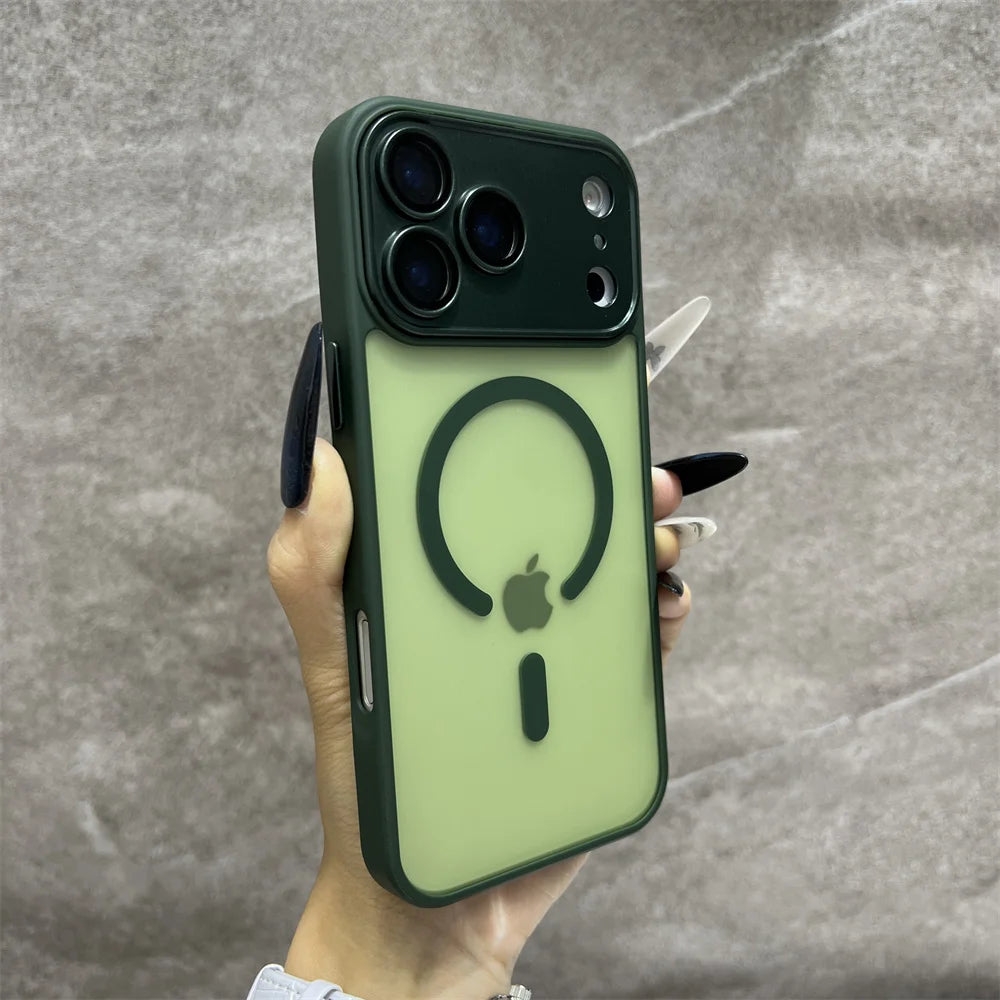 Matte Magnetic Wireless Phone Case for iPhone 11-17 Pro Max - Translucent Magsafe Cover - ZOOMNSTORE