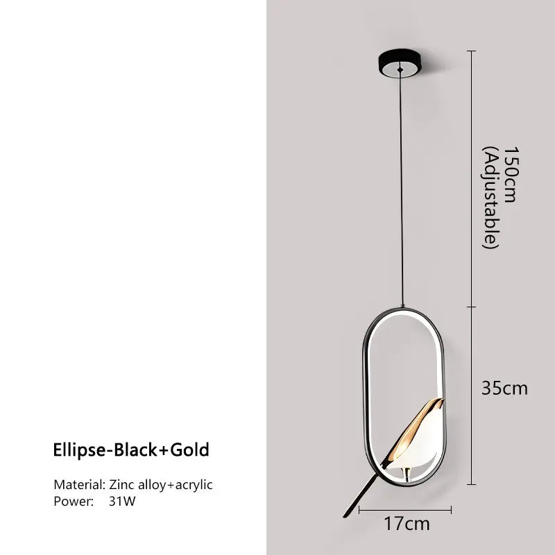 Magpie LED Pendant Lamp - Indoor Chandelier Light for Bedroom Black  Silver Hanging Light - ZOOMNSTORE