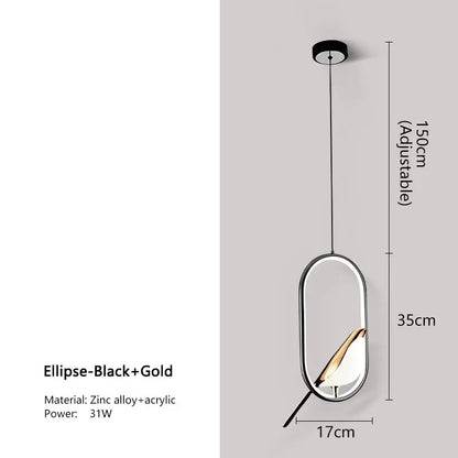 Magpie LED Pendant Lamp - Indoor Chandelier Light for Bedroom Black  Silver Hanging Light - ZOOMNSTORE