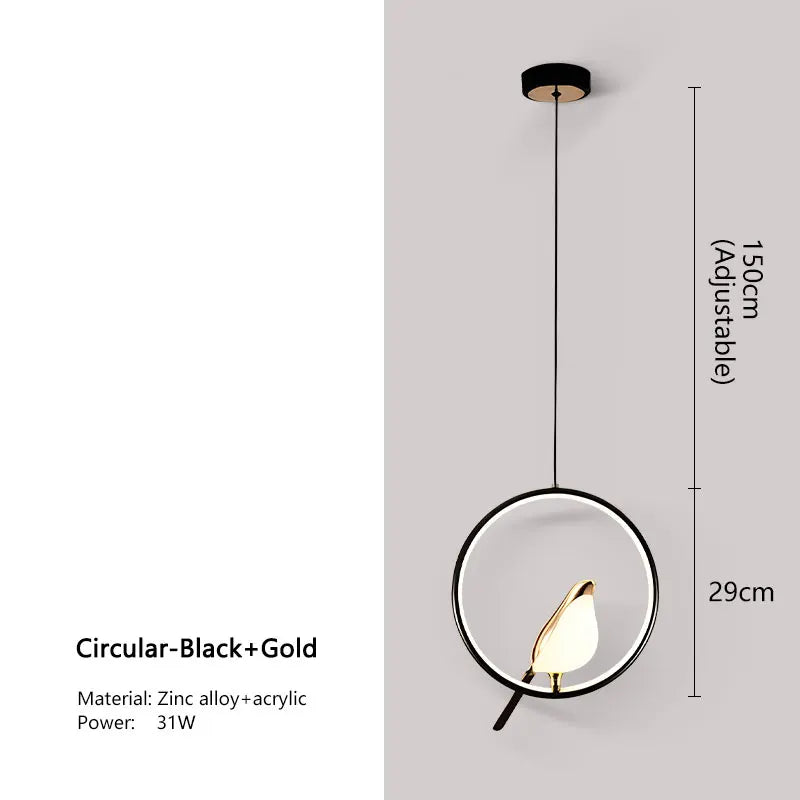 Magpie LED Pendant Lamp - Indoor Chandelier Light for Bedroom Black  Silver Hanging Light - ZOOMNSTORE