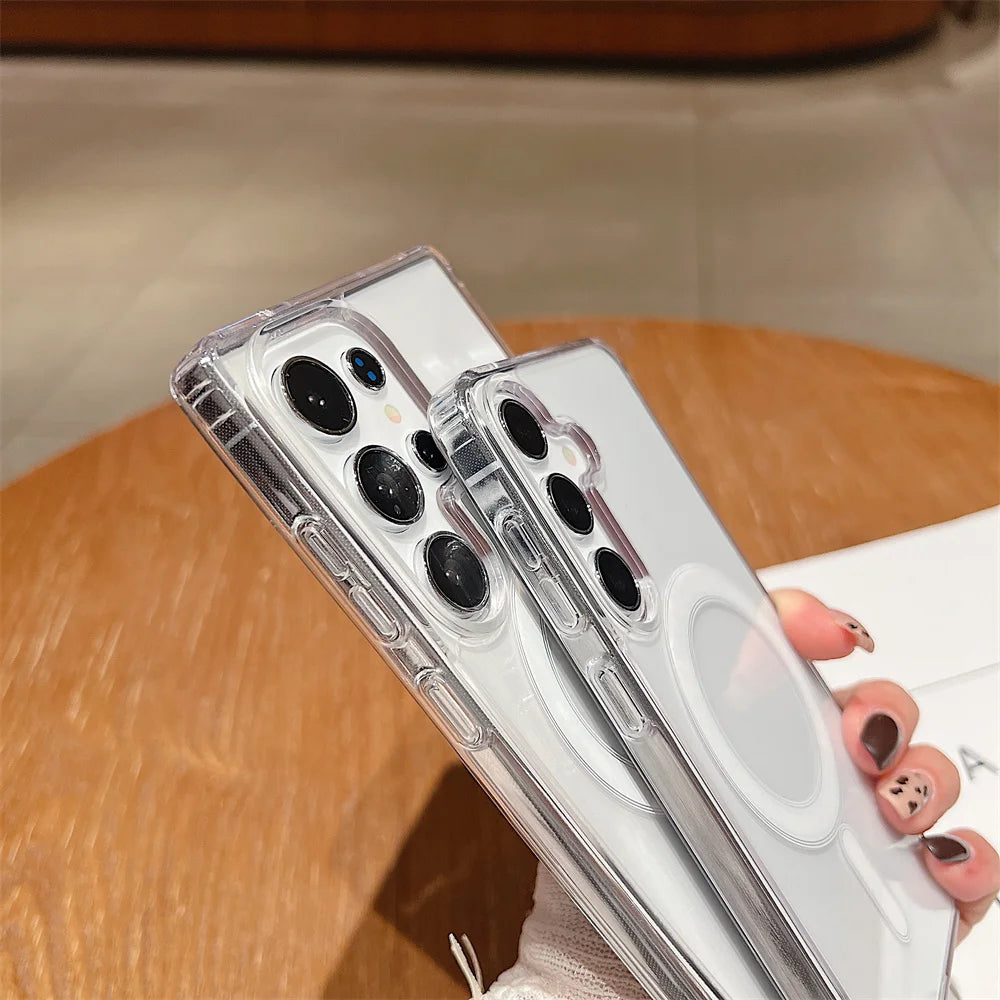 MagSafe Magnetic Phone Case - Clear Slim Cover for Samsung Galaxy S25 S24 S23 Ultra S22 Plus S21 FE A16 A15 A35 A55 - ZOOMNSTORE