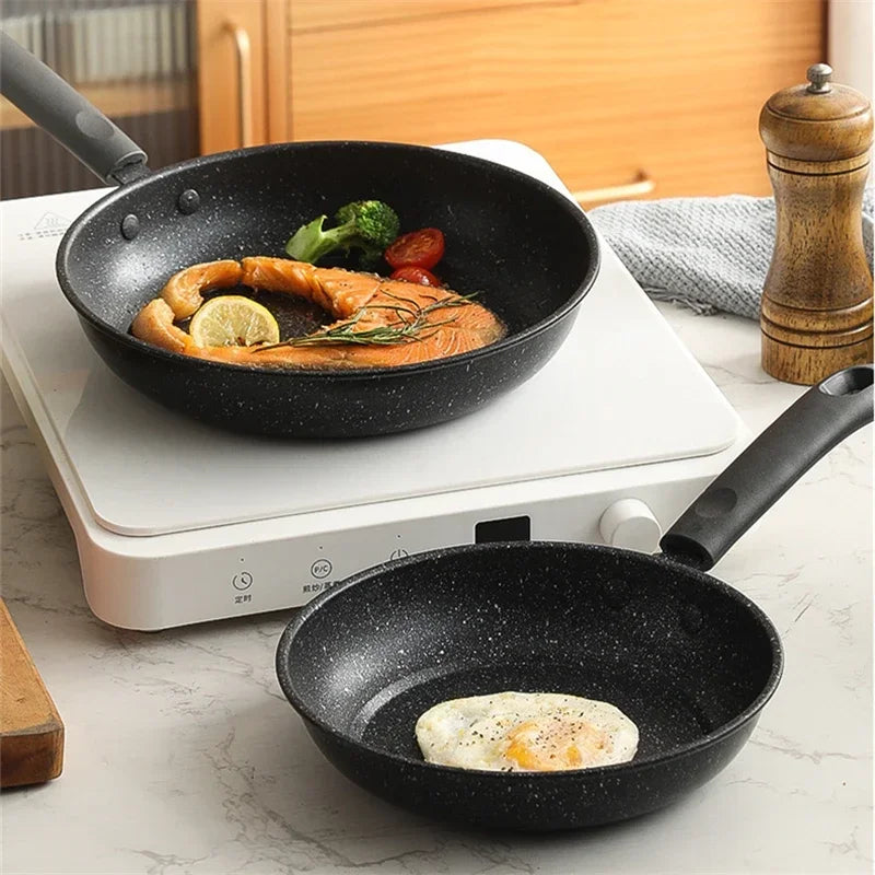 Maifan Stone Frying Pan - Non-Stick Cookware With Heat-Insulating Handle | Durable Carbon Steel Pan - ZOOMNSTORE