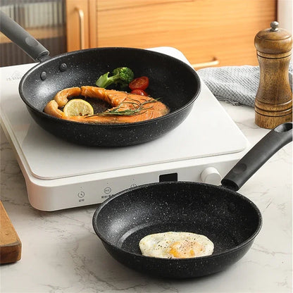 Maifan Stone Frying Pan - Non-Stick Cookware With Heat-Insulating Handle | Durable Carbon Steel Pan - ZOOMNSTORE